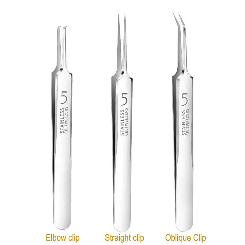 Acne Removal Tool Ultra-Fine Blackhead Tweezers Three-Piece Set, HH-TW13