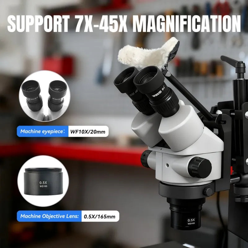 Katway Binocular Stereo Microscope,7X-45X Magnification, LED Light HH-MS01A-W