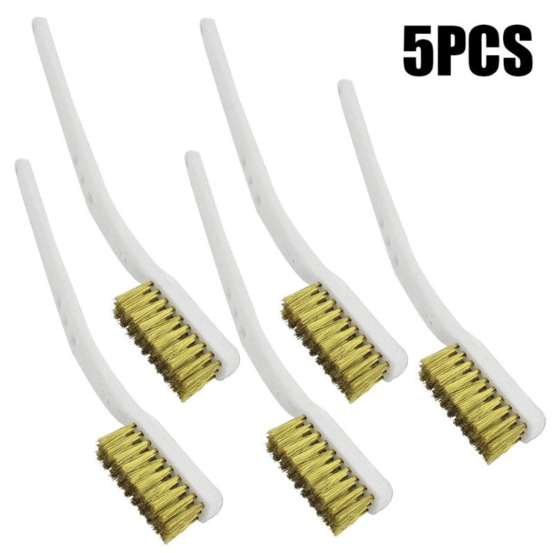 5Pcs Mini Brass Brush 175mm – Industrial Metal Polishing Paint Rust Remover Steel Wire Brushes Burring Cleaning HH-AA115