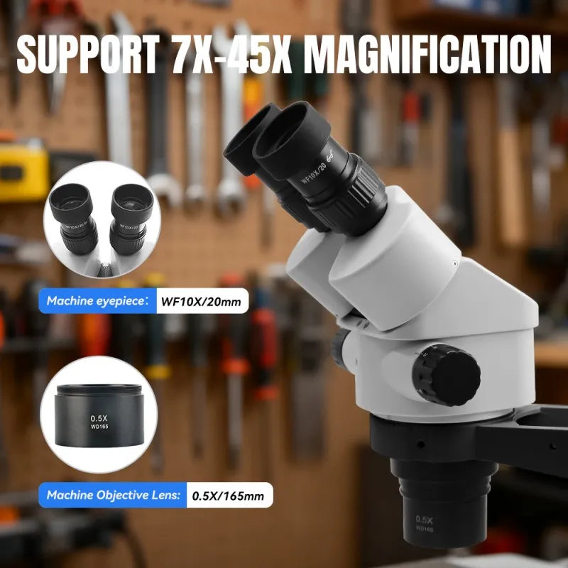 Katway Binocular Stereo Microscope,7X-45X Magnification, LED Light HH-MH04A