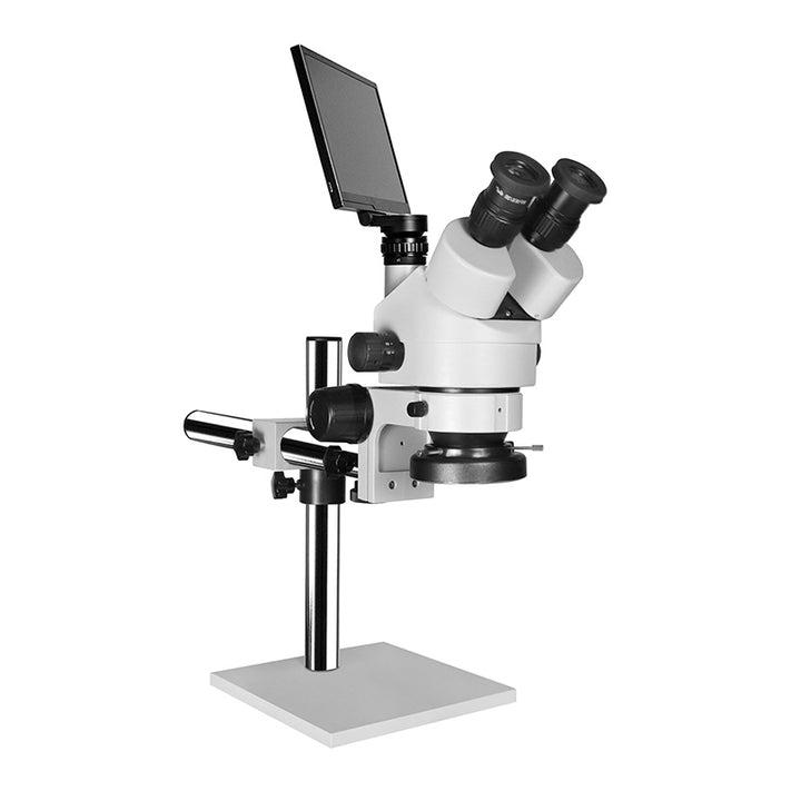 Katway HH-MS02B Trinocular Stereoscopic Microscope,Single Arm Boom Stand,7X-45X Magnification with LED Light and LCD Digital