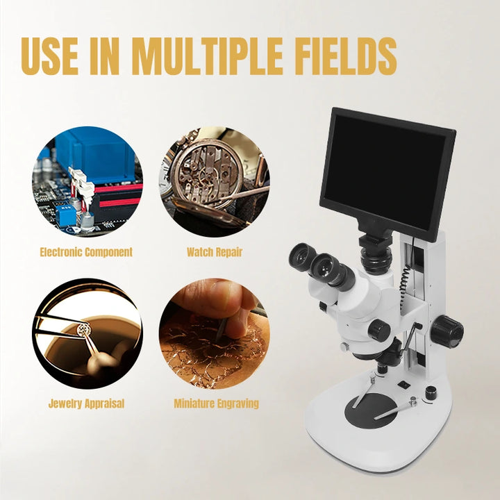 Katway Trinocular Optical Stereoscopic Microscope,7X-45X Magnification,Multi-Function Screen,HH-MS04B