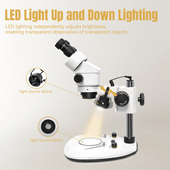 Katway HH-MS06A Binocular Stereoscopic Microscope,7X-45X Magnification,Standing Arm LED Light Fan Base