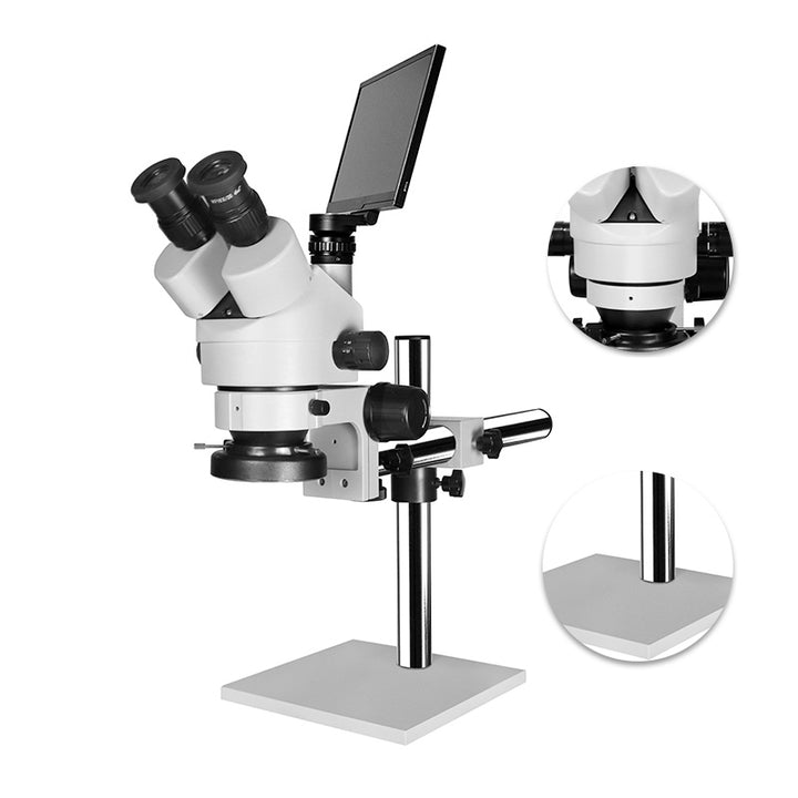 Katway HH-MS02B Trinocular Stereoscopic Microscope,Single Arm Boom Stand,7X-45X Magnification with LED Light and LCD Digital