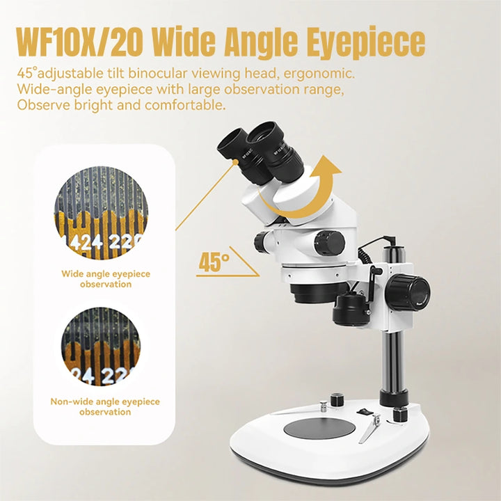 Katway HH-MS06A Binocular Stereoscopic Microscope,7X-45X Magnification,Standing Arm LED Light Fan Base