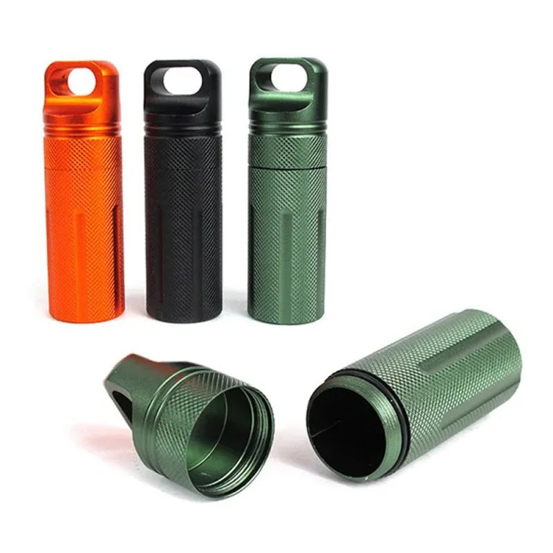 New Aluminum EDC Survival Kit Waterproof Seal Bottle Capsule/Pill Airtight Case Outdoor Tools Capsule Holder Storage Container HH-AA463