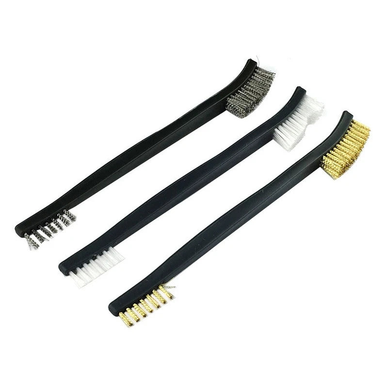 Double-end 3 pcs Mini Wire Brush Set Stainless Steel Brass Nylon Cleaning Polishing Detail Metal Rust Brush Cleaning Tool,HH-AA103