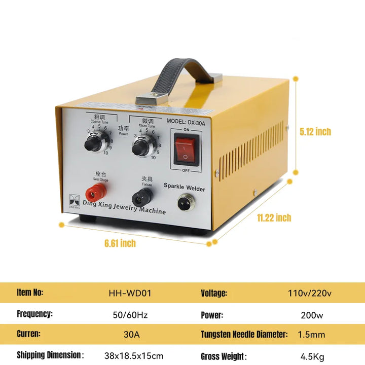 Jewelry Spot Welder 30A Pulse for Gold, Silver & Platinum Welding, HH-WD01