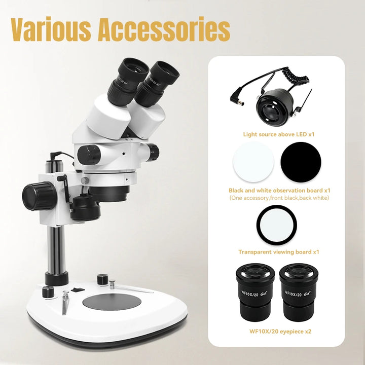 Katway HH-MS06A Binocular Stereoscopic Microscope,7X-45X Magnification,Standing Arm LED Light Fan Base