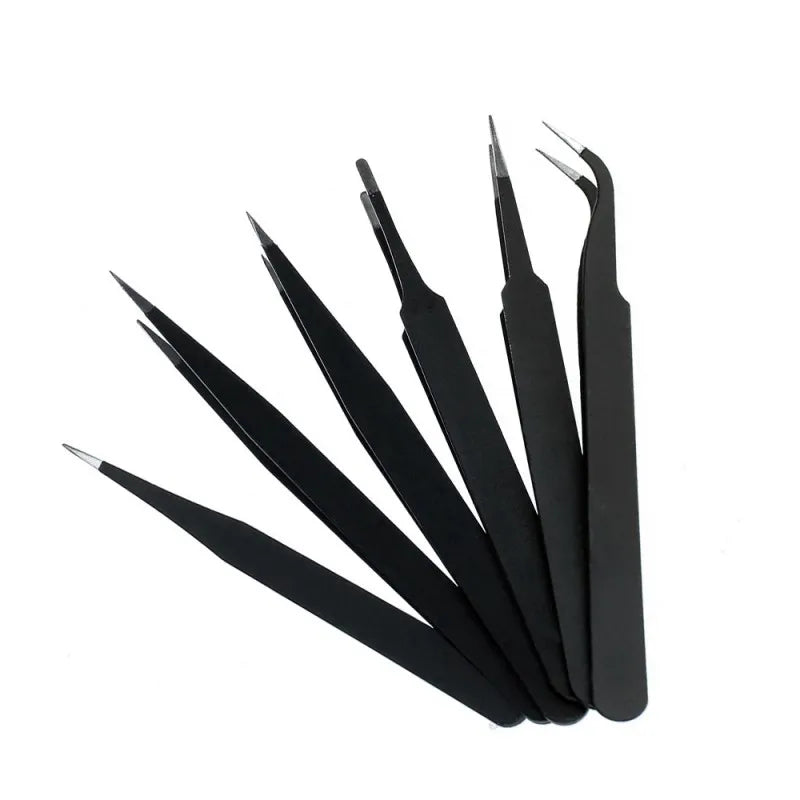 Anti-Static Stainless Steel Tweezers Set with Straight and Curved Tips, HH-TW12