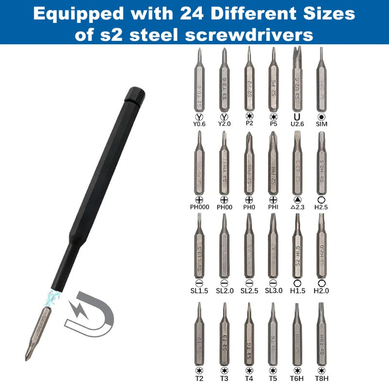 25 in 1 screwdriver set magnetic bit cross slot, hexagonal precision DIY detachable mini tool box suitable for smart home PC mobile phone repair,HH-AA104 - Image 9