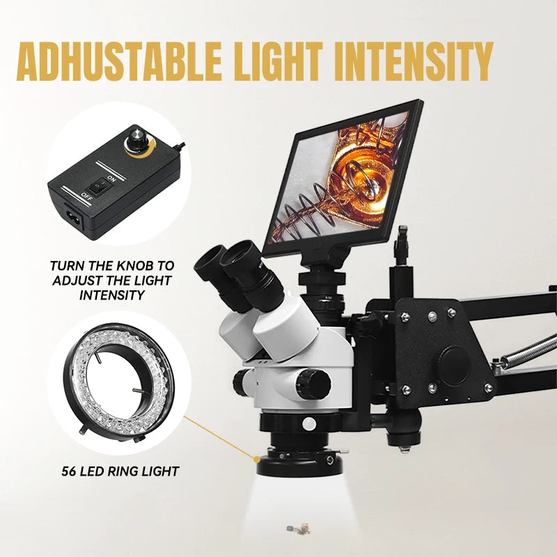 Katway LCD Digital Trinocular Stereo Microscope,7X-45X Magnification LED Light,Spring Bracket, HH-MS01B - Image 5