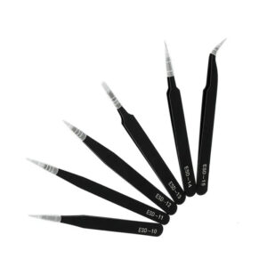 Anti-Static Stainless Steel Tweezers Set with Straight and Curved Tips, HH-TW12