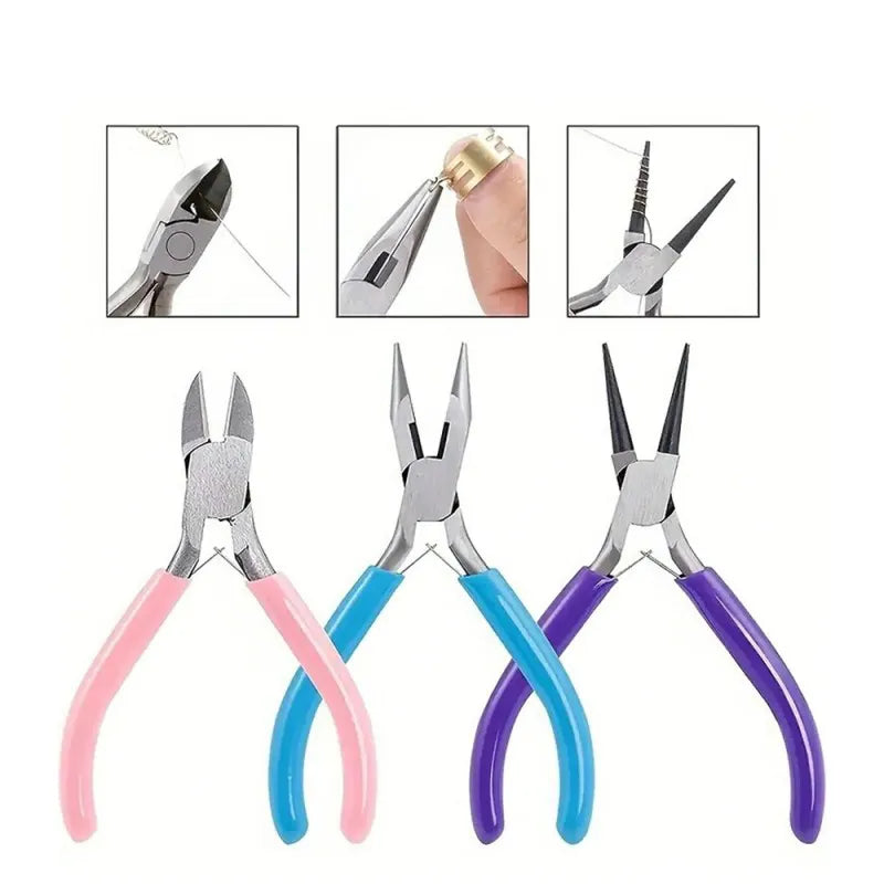 Wire Cutters Round Nose Pliers and Flat Nose Pliers 3-Piece Jewelry Pliers, HH-JP11