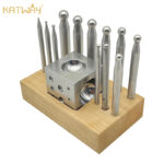 Nest Anvil 13PCS Set Wooden Base Plate Round Punch, HH-DT02