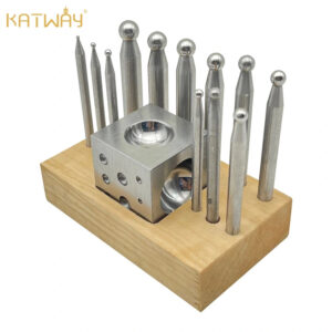 Nest Anvil 13PCS Set Wooden Base Plate Round Punch, HH-DT02