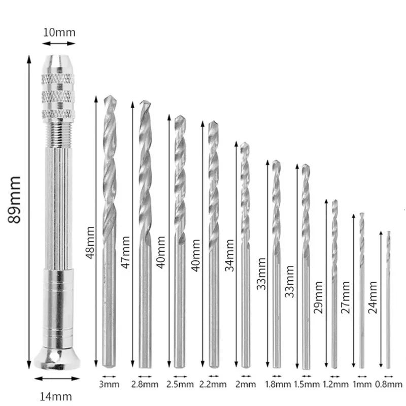10-Piece Precision Mini Drill Set for Jewelry, Wood, Plastic, and Crafting Projects,HH-AA18