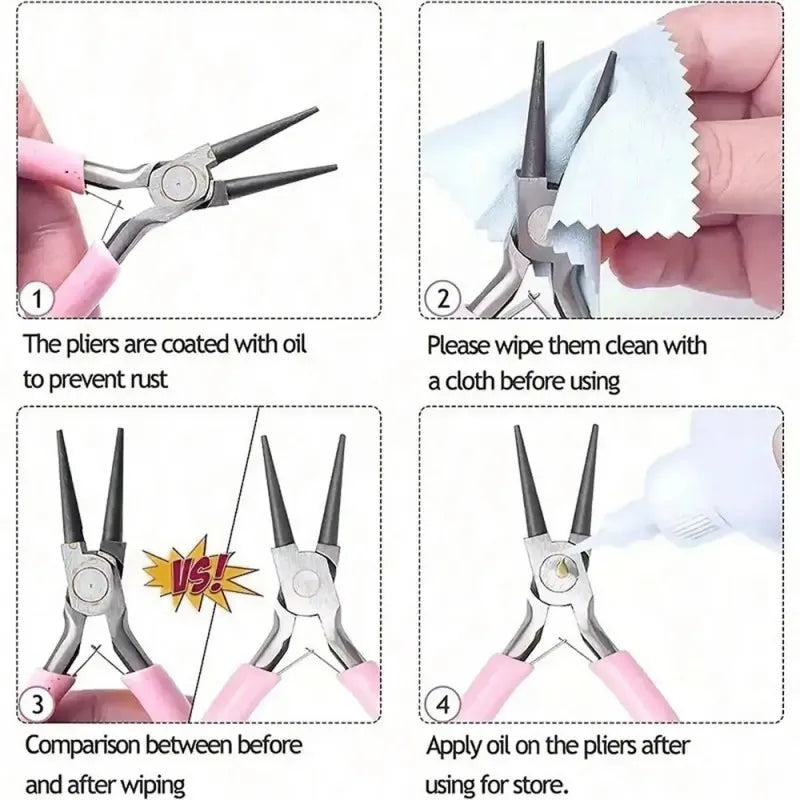 Wire Cutters Round Nose Pliers and Flat Nose Pliers 3-Piece Jewelry Pliers, HH-JP11