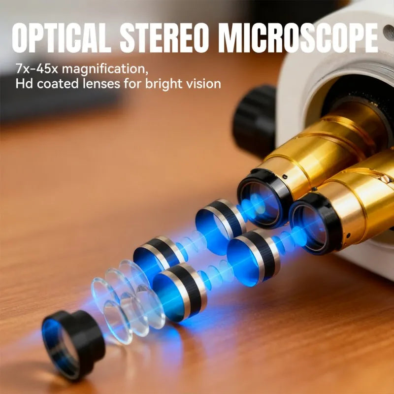 Katway Binocular Stereo Microscope,7X-45X Magnification, LED Light HH-MS01A-W - Image 3