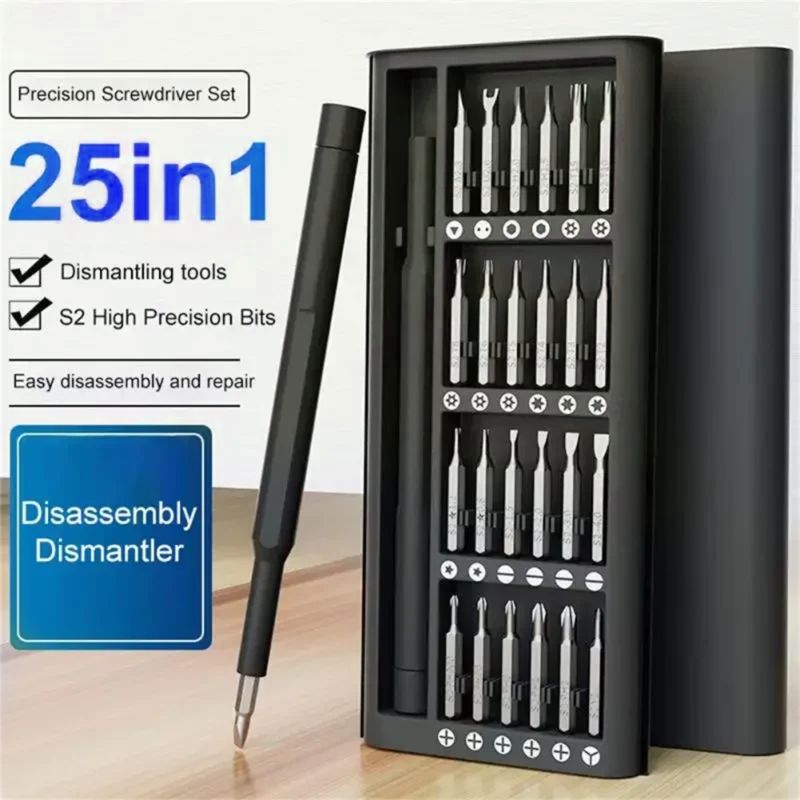 25 in 1 screwdriver set magnetic bit cross slot, hexagonal precision DIY detachable mini tool box suitable for smart home PC mobile phone repair,HH-AA104 - Image 3