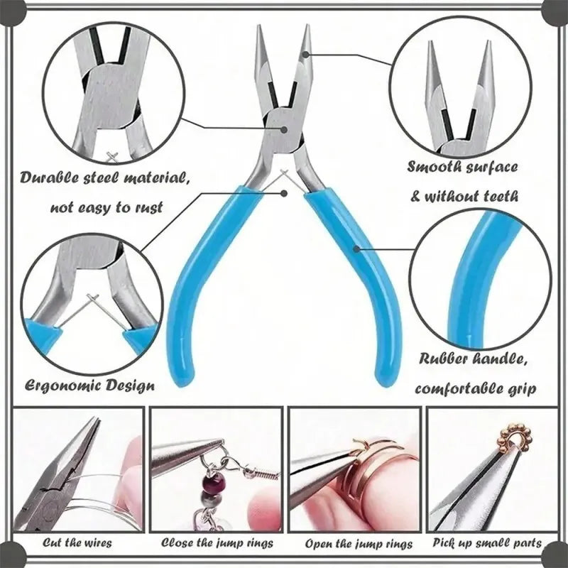Wire Cutters Round Nose Pliers and Flat Nose Pliers 3-Piece Jewelry Pliers, HH-JP11