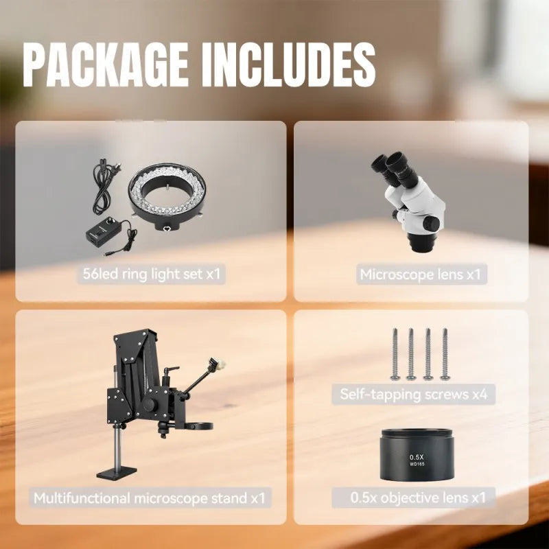 Katway Binocular Stereo Microscope,7X-45X Magnification, LED Light HH-MS01A-W - Image 5