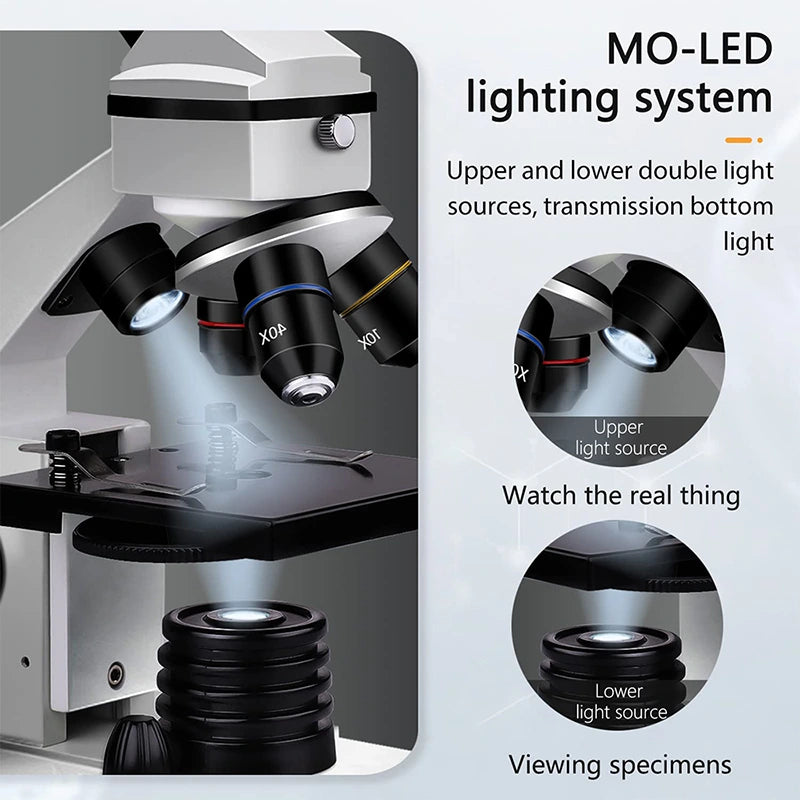Compound Microscope with Microscope Slide Set, Cell Phone Adapter, HH-CO01