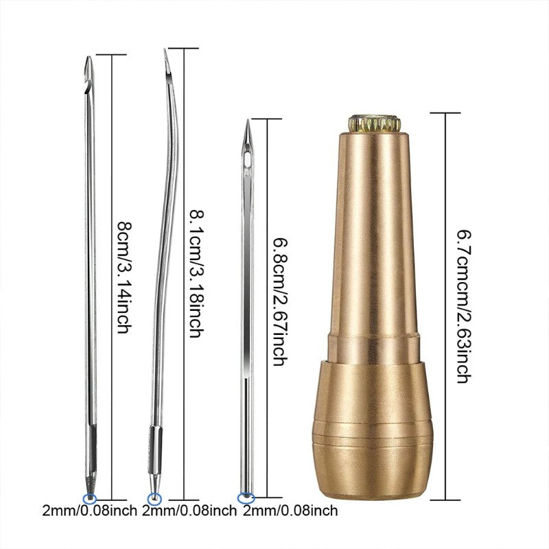 9Pcs Leather Sewing Kit, Copper Handle Leather Sewing Awl, Needle Set, Suitable for Repairing Leather Canvas Tent Shoes,HH-AA125 - Image 5