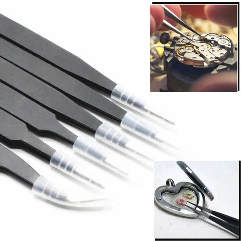 6PCS Stainless Steel Precision Tweezers Set Electronics Repair Soldering Craft – ESD Anti-Static Repair Tools HH-AA114 - Image 6