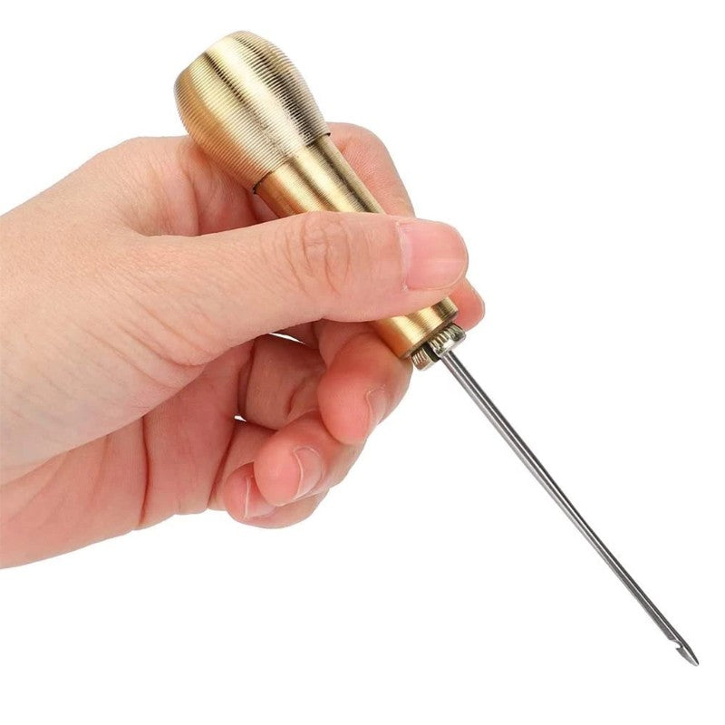 9Pcs Leather Sewing Kit, Copper Handle Leather Sewing Awl, Needle Set, Suitable for Repairing Leather Canvas Tent Shoes,HH-AA125 - Image 7