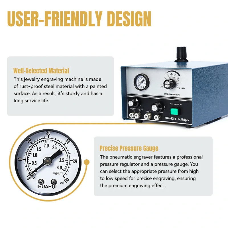 Single-Head Jewelry Pneumatic Engraving Machine,HH-E04