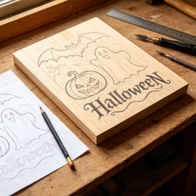 How to Engrave a Halloween Wooden Sign With a Pneumatic Engraver