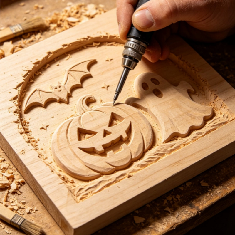 How to Engrave a Halloween Wooden Sign With a Pneumatic Engraver