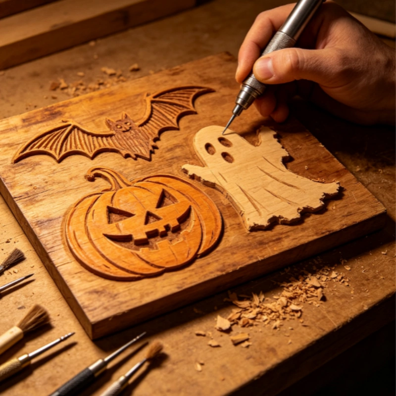 How to Engrave a Halloween Wooden Sign With a Pneumatic Engraver